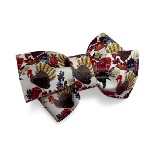 Turkey Floral Hair Bow – Christmas Holiday Bow for Girls | Miss May