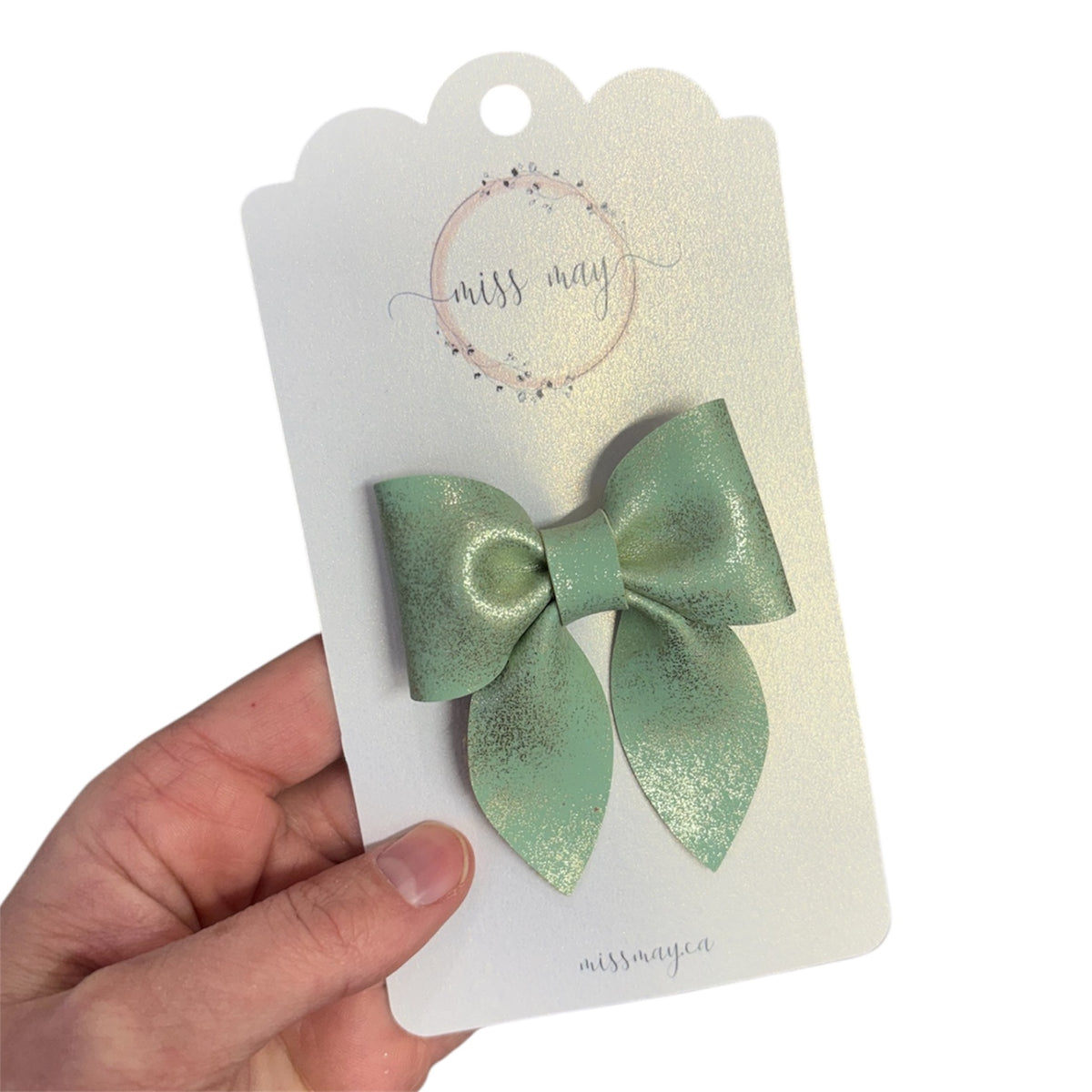 Handmade vegan leather Christmas hair bow for kids