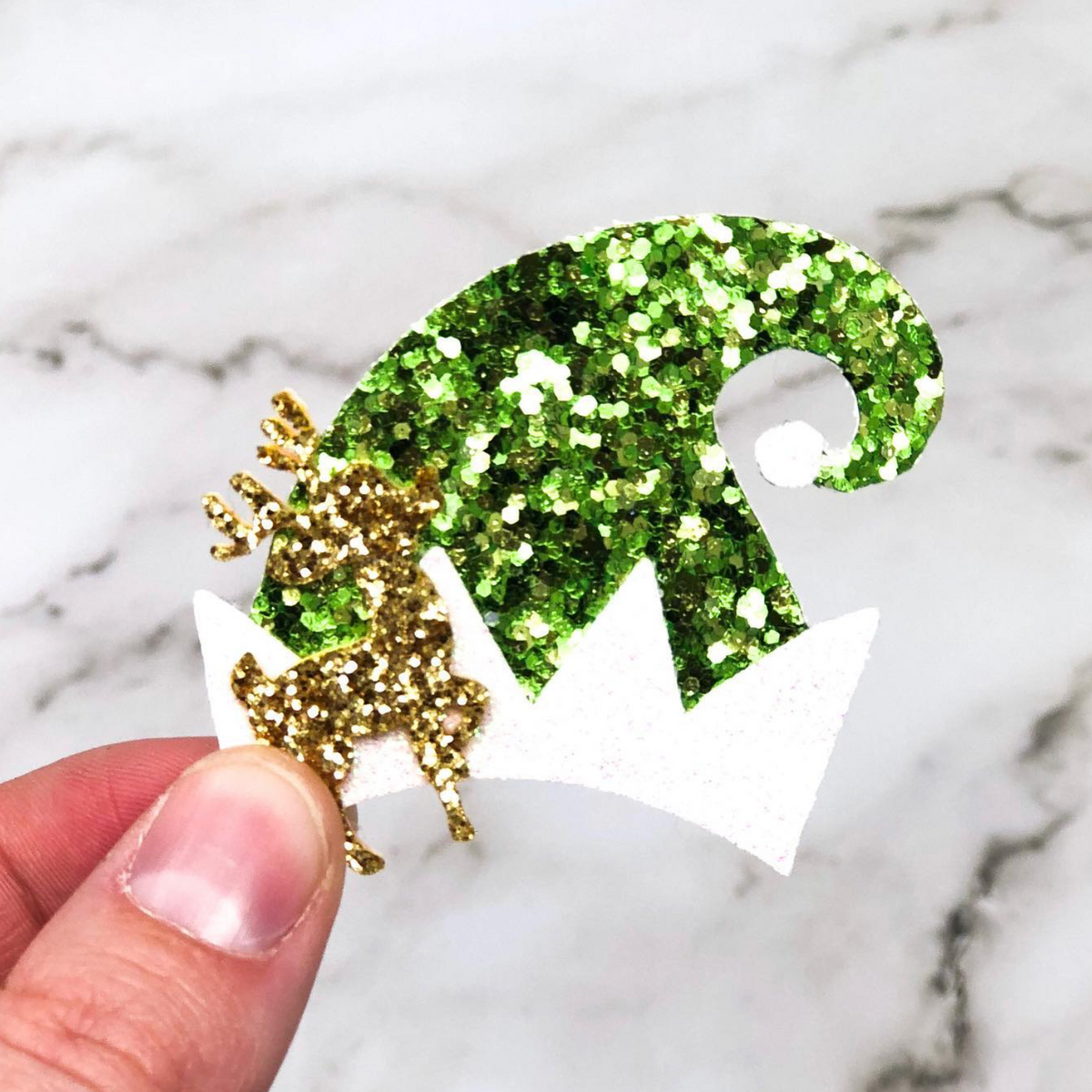 Handmade vegan leather Christmas hair bow for kids