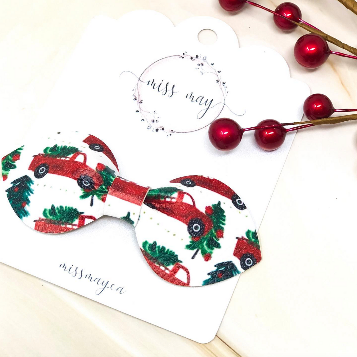 Christmas Tree Truck Hair Tie – Holiday Ponytail Holder for Girls | Miss May